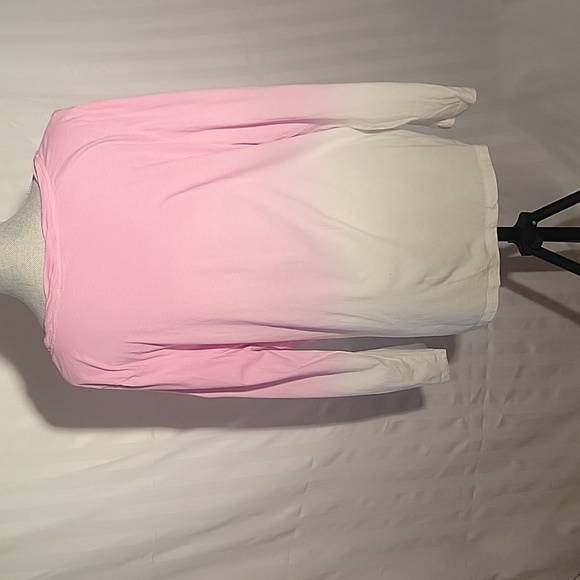 Candance Cameron Bure Long Sleeved Pink & White Tye Dye Cotton Shirt, Size: 1X - Picture 4 of 8